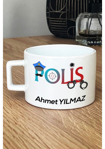 Kişiye Özel Polis Lüks Fincan Beyaz Polisler Günü Hediyesi