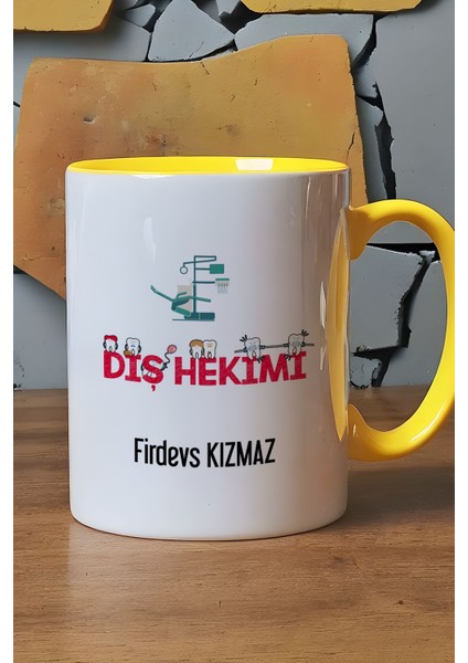 Kişiye Özel Diş Hekimi Kupa Bardak Sarı Diş Hekimleri Günü Hediyesi