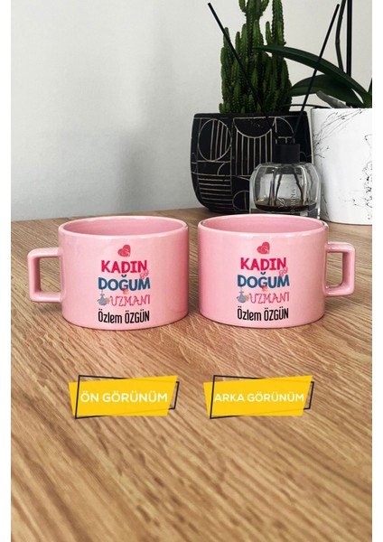 Kişiye Özel Kadın Doğum Uzmanı Pastel Fincan Pembe Tıp Bayramı Hediyeleri modelleri
