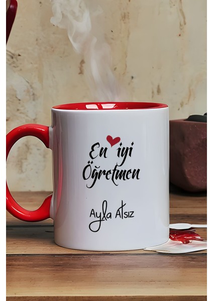Kişiye Özel En Iyi Öğretmen Kupa Bardak Kırmızı Öğretmenler Günü Hediyesi