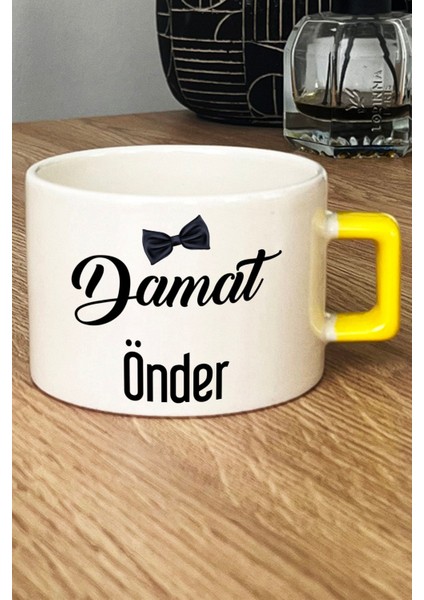 Kişiye Özel Damat Lüks Fincan Sarı Düğün Nişan Söz Hediyesi fiyatları