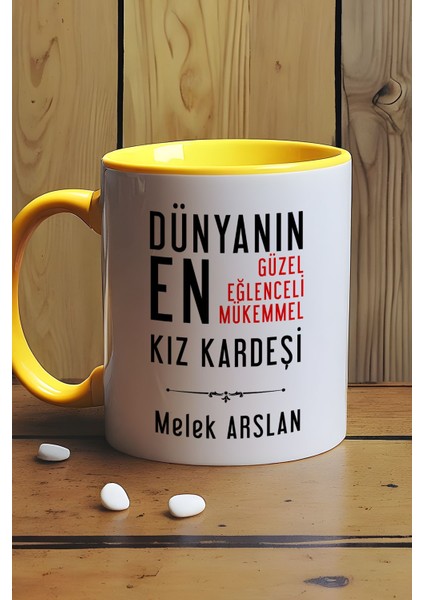 Kişiye Özel Kız Kardeş Kupa Bardak Sarı Kız Kardeşe Doğum Günü Hediyesi