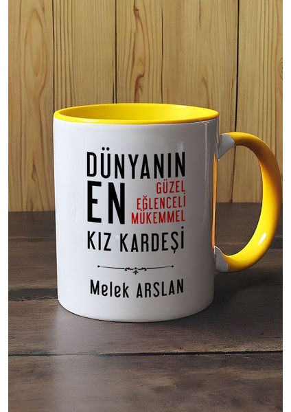 Kişiye Özel Kız Kardeş Kupa Bardak Sarı Kız Kardeşe Doğum Günü Hediyesi modelleri