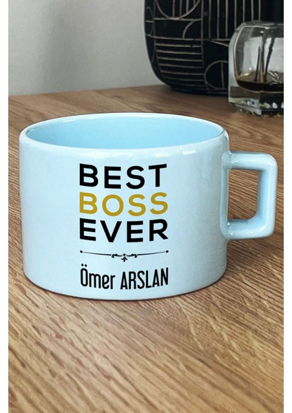 Kişiye Özel Best Boss Ever Pastel Fincan Mavi Patrona Doğum Günü Hediyesi fiyatları