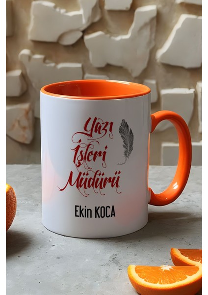 Kişiye Özel Yazı Işleri Müdürü Kupa Bardak Turuncu