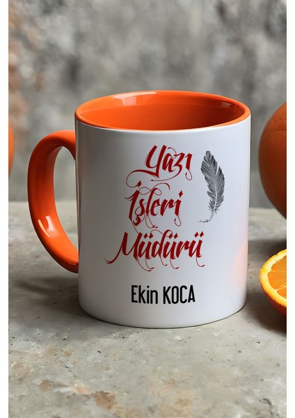 Kişiye Özel Yazı Işleri Müdürü Kupa Bardak Turuncu fiyatları