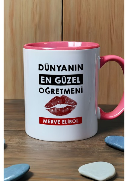 Kişiye Özel Dünyanın En Güzel Öğretmeni Kupa Bardak Pembe Öğretmenler Günü Hediyesi