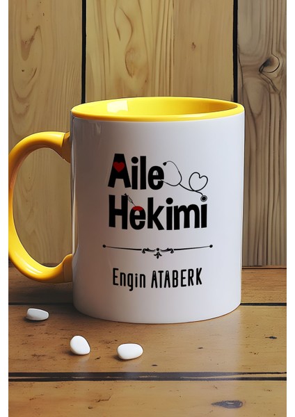 Kişiye Özel Aile Hekimi Doktor Kupa Bardak Sarı Tıp Bayramı Hediyesi
