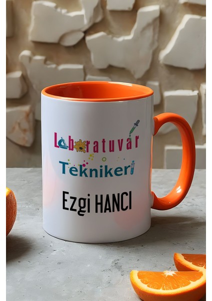 Kişiye Özel Laboratuvar Teknikeri Kupa Bardak Turuncu Tıp Bayramı Hediyeleri