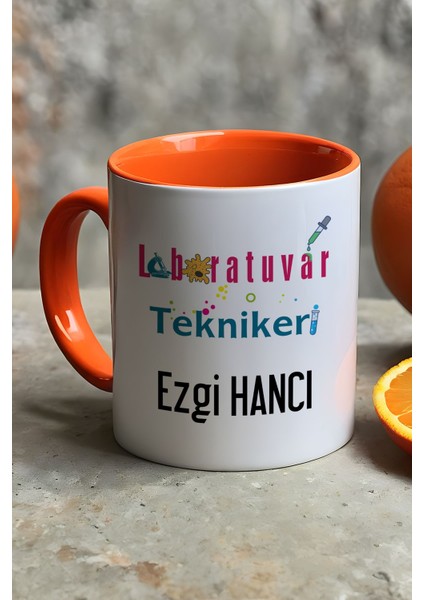 Kişiye Özel Laboratuvar Teknikeri Kupa Bardak Turuncu Tıp Bayramı Hediyeleri