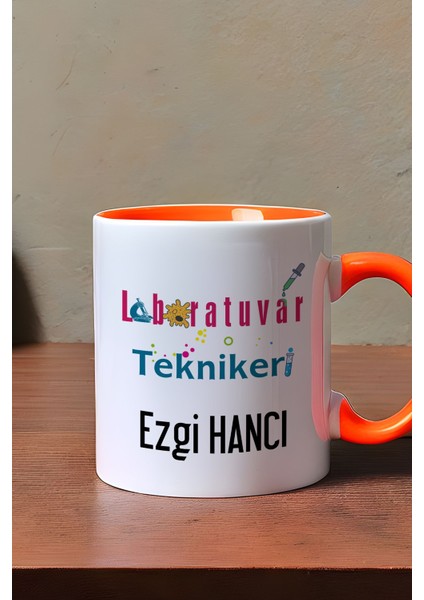 Kişiye Özel Laboratuvar Teknikeri Kupa Bardak Turuncu Tıp Bayramı Hediyeleri