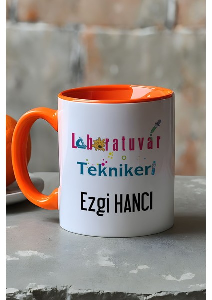 Kişiye Özel Laboratuvar Teknikeri Kupa Bardak Turuncu Tıp Bayramı Hediyeleri