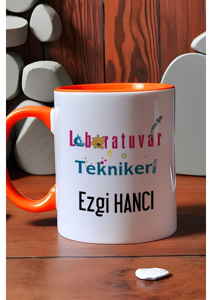 Kişiye Özel Laboratuvar Teknikeri Kupa Bardak Turuncu Tıp Bayramı Hediyeleri