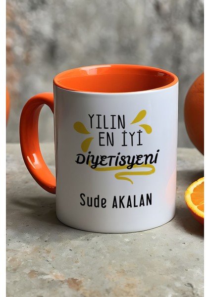 Kişiye Özel Yılın En Iyi Diyetisyeni Kupa Bardak Turuncu Tıp Bayramı Hediyesi fiyatları