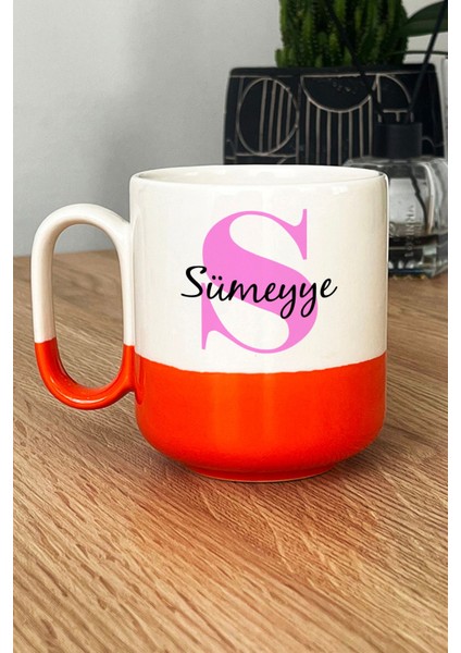 Kişiye Özel Baş Harf ve Isim Yazılı Pro Kupa Bardak Turuncu Doğum Günü Hediyesi