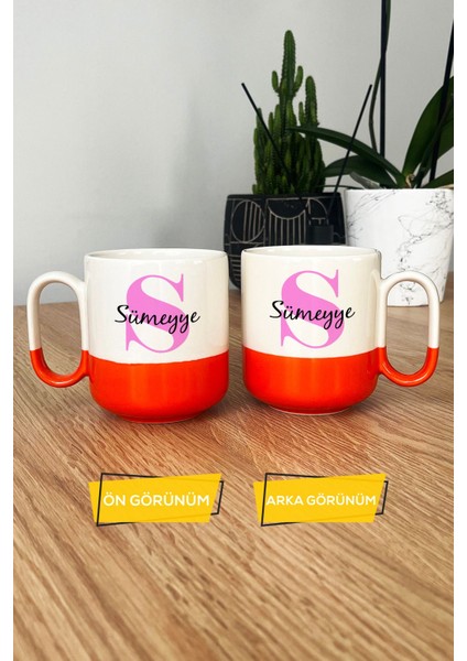 Kişiye Özel Baş Harf ve Isim Yazılı Pro Kupa Bardak Turuncu Doğum Günü Hediyesi modelleri