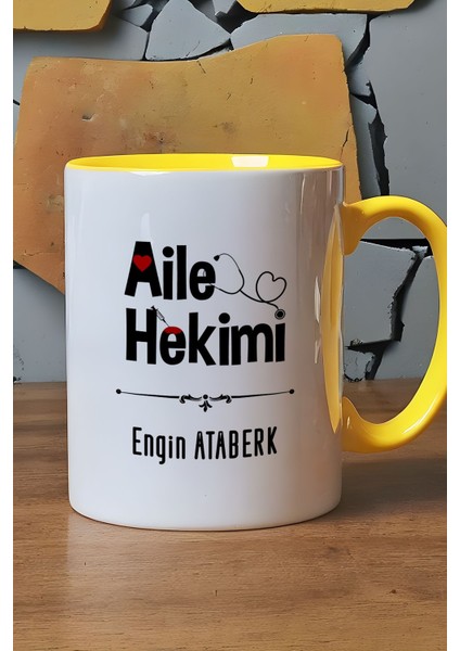 Kişiye Özel Aile Hekimi Doktor Kupa Bardak Sarı Tıp Bayramı Hediyesi