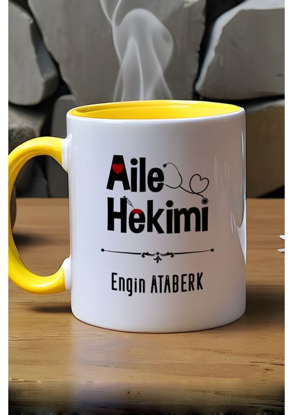 Kişiye Özel Aile Hekimi Doktor Kupa Bardak Sarı Tıp Bayramı Hediyesi