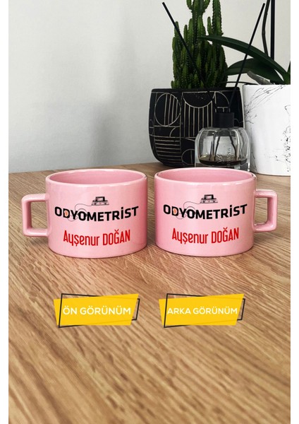 Kişiye Özel Odyometrist Pastel Fincan Pembe Isme Özel Tıp Bayramı Hediyeleri