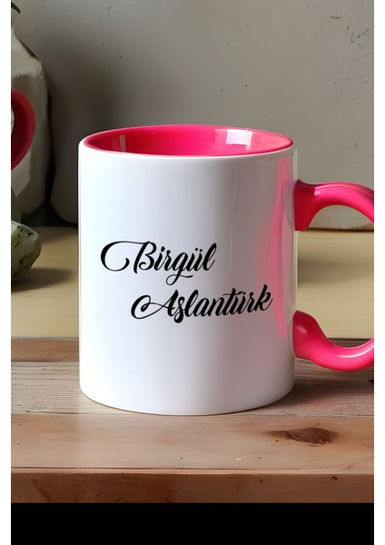 Kişiye Özel Isim Soyisim Yazılı Kupa Bardak Pembe Isme Özel Hediye modelleri
