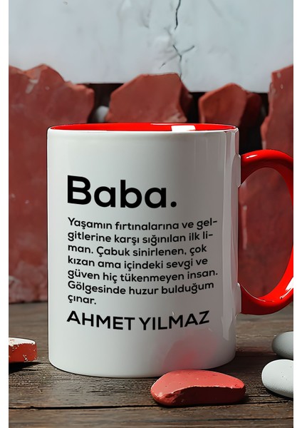 Kişiye Özel Baba Kupa Bardak Kırmızı Isme Özel Babalar Günü Hediyesi fiyatları