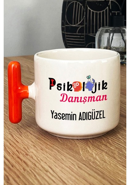 Kişiye Özel Psikolojik Danışman Kupa Bardak T Kulplu Turuncu Tıp Bayramı Hediyesi