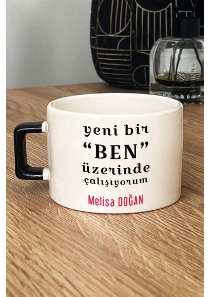 Kişiye Özel Yeni Bir Ben Lüks Fincan Siyah Motto Arkadaşa Kardeşe Hediye