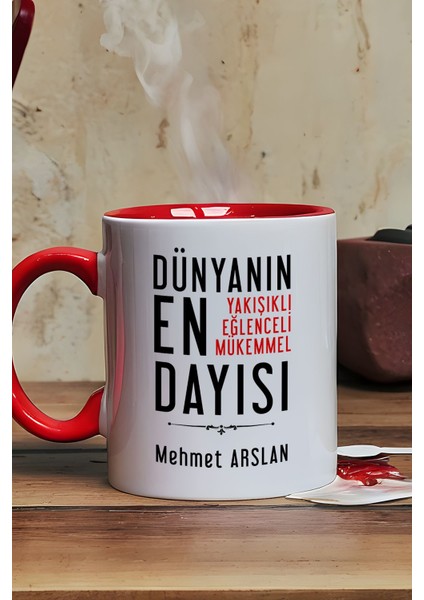 Kişiye Özel Dayı Kupa Bardak Kırmızı Dayıya Doğum Günü Hediyesi