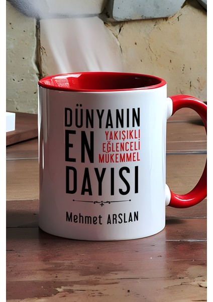 Kişiye Özel Dayı Kupa Bardak Kırmızı Dayıya Doğum Günü Hediyesi modelleri