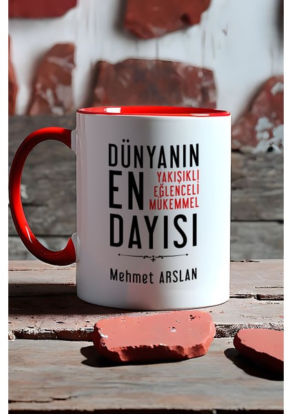 Kişiye Özel Dayı Kupa Bardak Kırmızı Dayıya Doğum Günü Hediyesi fırsatları