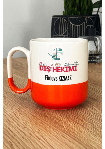 Kişiye Özel Diş Hekimi Pro Kupa Bardak Turuncu Diş Hekimleri Günü Hediyesi