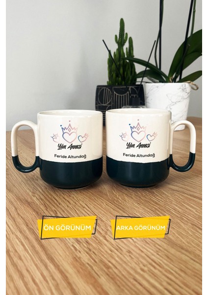 Kişiye Özel Anneye Yılbaşı Hediyesi Pro Kupa Bardak Siyah Yılın Annesi modelleri