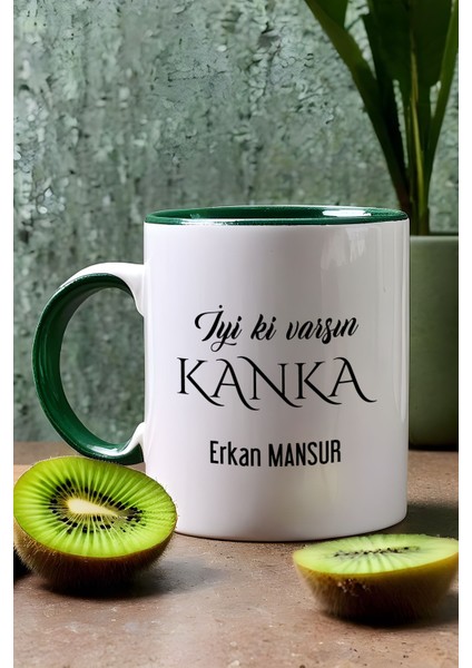 Kişiye Özel Iyi Ki Varsın Kanka Kupa Bardak Yeşil Arkadaşa Hediye