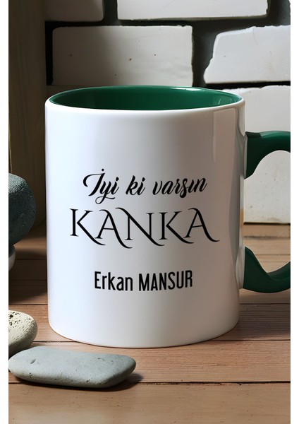 Kişiye Özel Iyi Ki Varsın Kanka Kupa Bardak Yeşil Arkadaşa Hediye