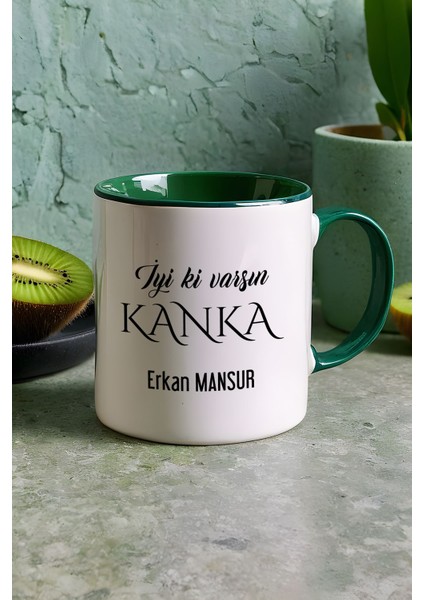 Kişiye Özel Iyi Ki Varsın Kanka Kupa Bardak Yeşil Arkadaşa Hediye