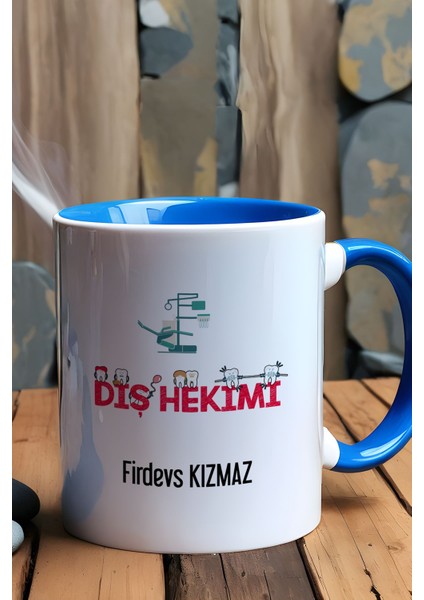 Kişiye Özel Diş Hekimi Kupa Bardak Mavi Diş Hekimleri Günü Hediyesi