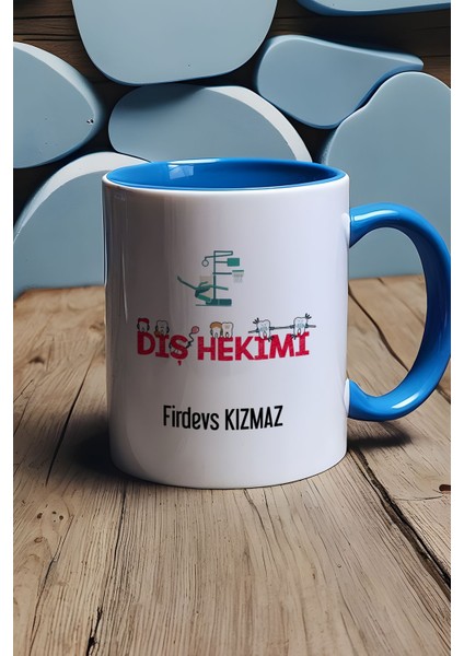 Kişiye Özel Diş Hekimi Kupa Bardak Mavi Diş Hekimleri Günü Hediyesi