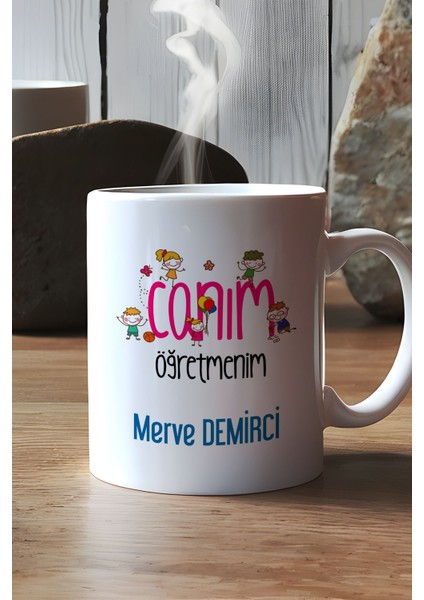 Kişiye Özel Sınıf Öğretmenine Hediye Kupa Bardak Beyaz Canım Öğretmenim