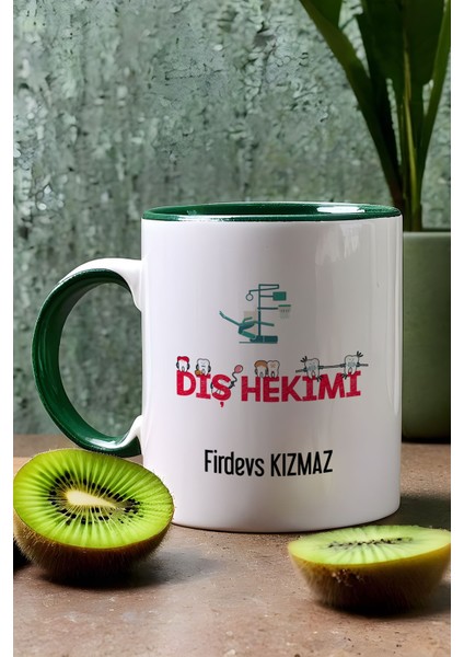 Kişiye Özel Diş Hekimi Kupa Bardak Yeşil Diş Hekimleri Günü Hediyesi