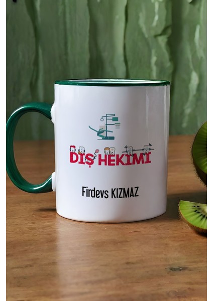 Kişiye Özel Diş Hekimi Kupa Bardak Yeşil Diş Hekimleri Günü Hediyesi modelleri