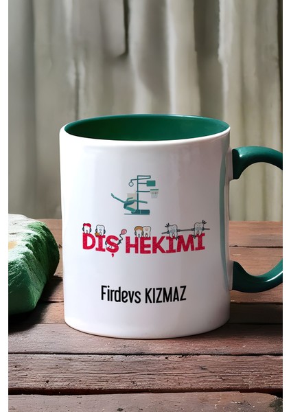 Kişiye Özel Diş Hekimi Kupa Bardak Yeşil Diş Hekimleri Günü Hediyesi fırsatları