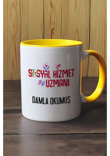 Kişiye Özel Sosyal Hizmet Uzmanı Kupa Bardak Sarı