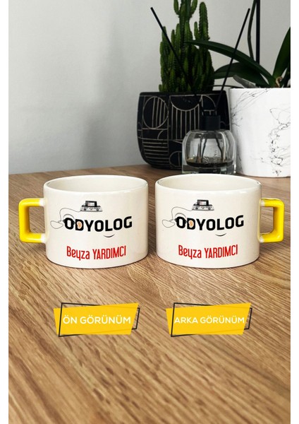 Kişiye Özel Odyolog Lüks Fincan Sarı Tıp Bayramı Hediyeleri