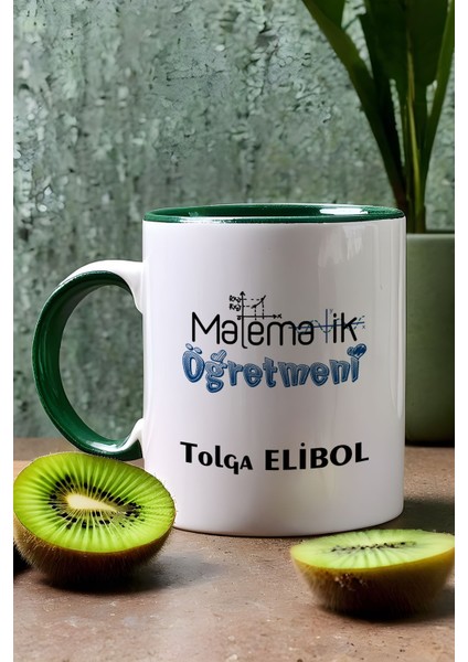 Kişiye Özel Matematik Öğretmeni -2- Kupa Bardak Yeşil Öğretmenler Günü Hediyesi