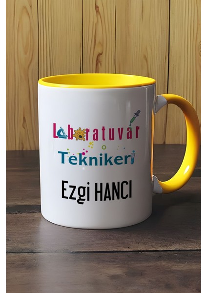 Kişiye Özel Laboratuvar Teknikeri Kupa Bardak Sarı Tıp Bayramı Hediyeleri