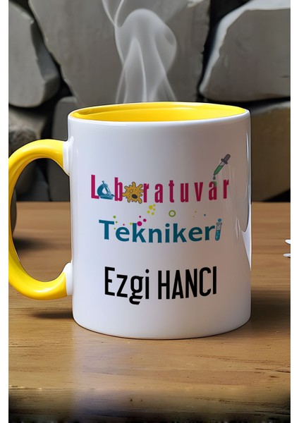 Kişiye Özel Laboratuvar Teknikeri Kupa Bardak Sarı Tıp Bayramı Hediyeleri