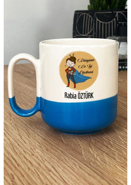 Kişiye Özel Kadın Öğretmenler Günü Hediyesi Pro Kupa Bardak Mavi