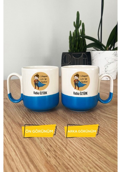 Kişiye Özel Kadın Öğretmenler Günü Hediyesi Pro Kupa Bardak Mavi modelleri