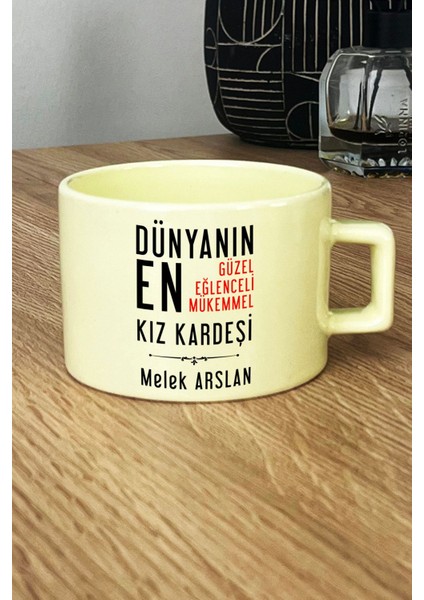 Kişiye Özel Kız Kardeş Pastel Fincan Sarı Kız Kardeşe Doğum Günü Hediyesi fiyatları