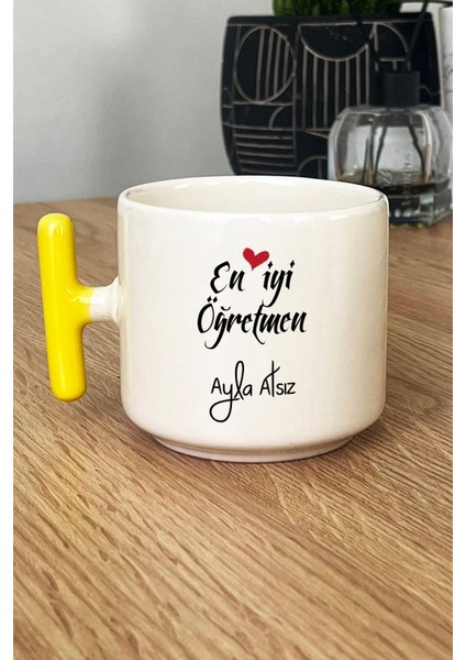 Kişiye Özel En Iyi Öğretmen Kupa Bardak T Kulplu Sarı Öğretmenler Günü Hediyesi